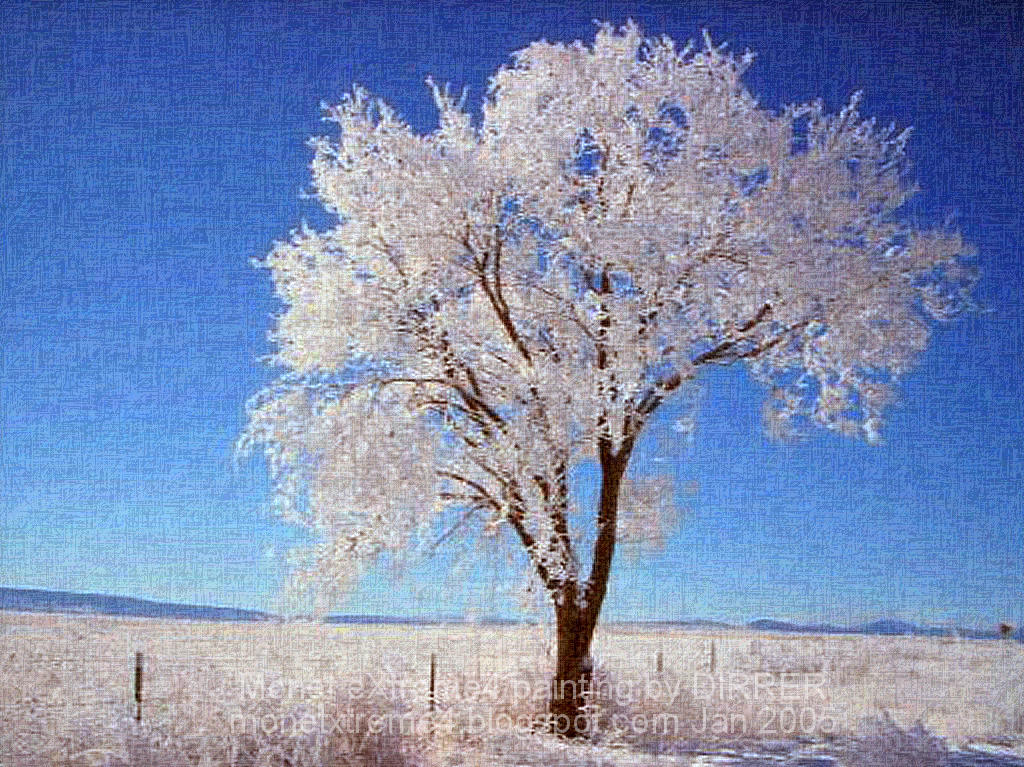 1024x767 Monet Extreme4 Monet Like Digital Paintings - Snow Tree Painting