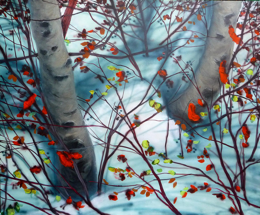 900x744 Original Extra Large Painting Canvas Modern Autumn First Snow - Snow Tree Painting