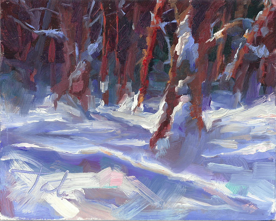 900x723 Snow Laden - Snow Tree Painting