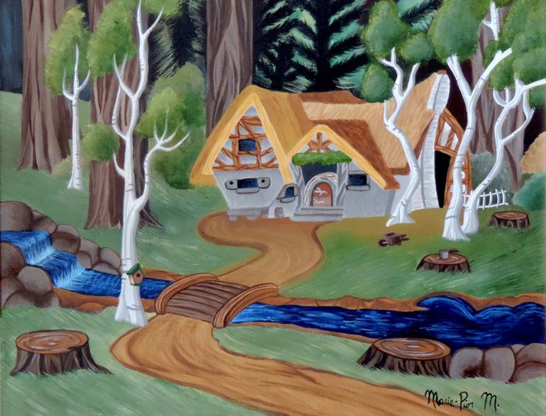 770x587 Saatchi Art Snow White And The Seven Dwarfs Painting By Marie - Snow White And The Seven Dwarfs Painting