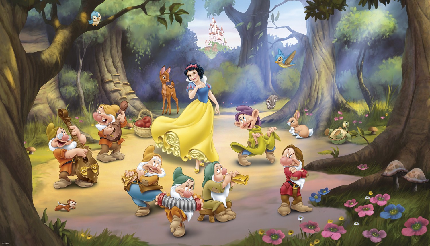 1500x857 Snow White And The Seven Dwarfs Xl Wallpaper Mural 10.5' X 6 - Snow White And The Seven Dwarfs Painting