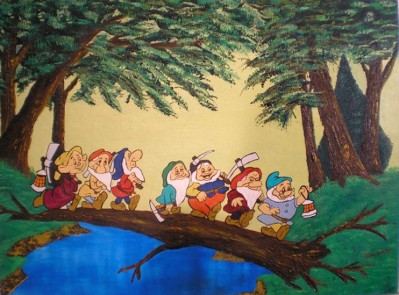 399x295 Disney Copyright Violations Seven Dwarfs - Snow White And The Seven Dwarfs Painting