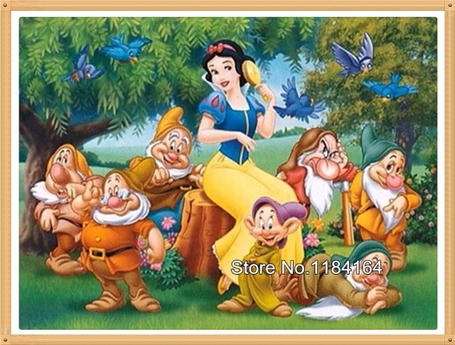 640x486 Free Shipping Diy Cross Stitch Diamond Painting Embroidery Snow - Snow White And The Seven Dwarfs Painting