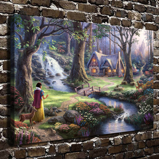 640x640 1piece Canva Thomas Kinkade Snow White Discovers The Cottage - Snow White Painting