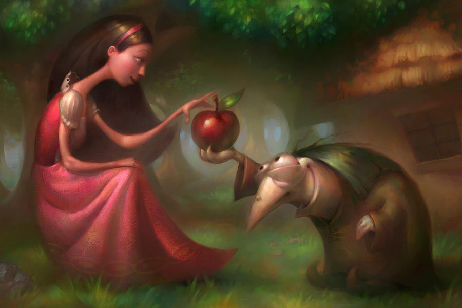 900x600 Snow White Painting By Adam Ford - Snow White Painting