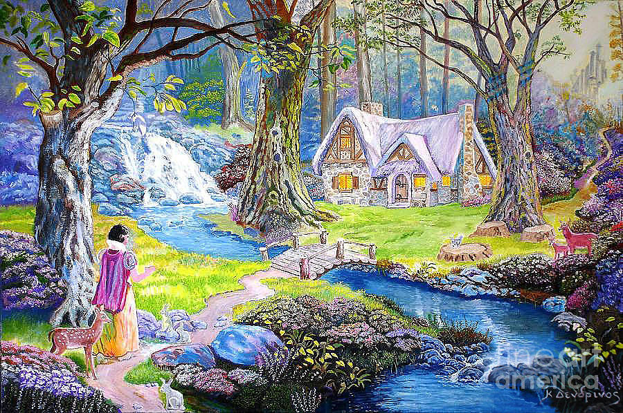 900x598 Snow White Painting By Kostas Dendrinos - Snow White Painting