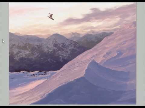 480x360 Snowboard Jump Painting - Snowboard Painting
