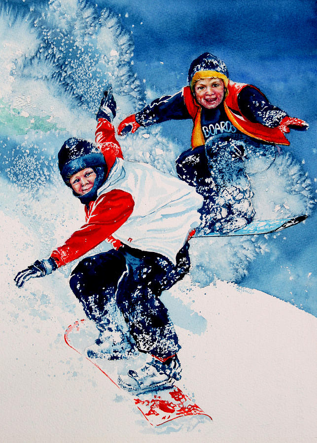643x900 Snowboard Psyched Painting By Hanne Lore Koehler - Snowboard Painting