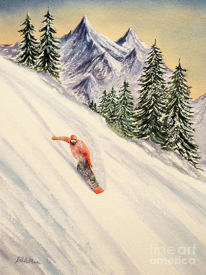 675x900 Snowboarding Free And Easy Painting By Bill Holkham - Snowboard Painting