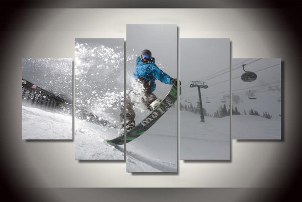 600x403 Snowboarding Nose Grab Trick Wall Art Multi Panel Canvas Mighty - Snowboard Painting