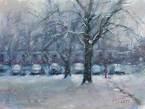 300x225 Snowfall Paintings Fine Art America - Snowfall Painting