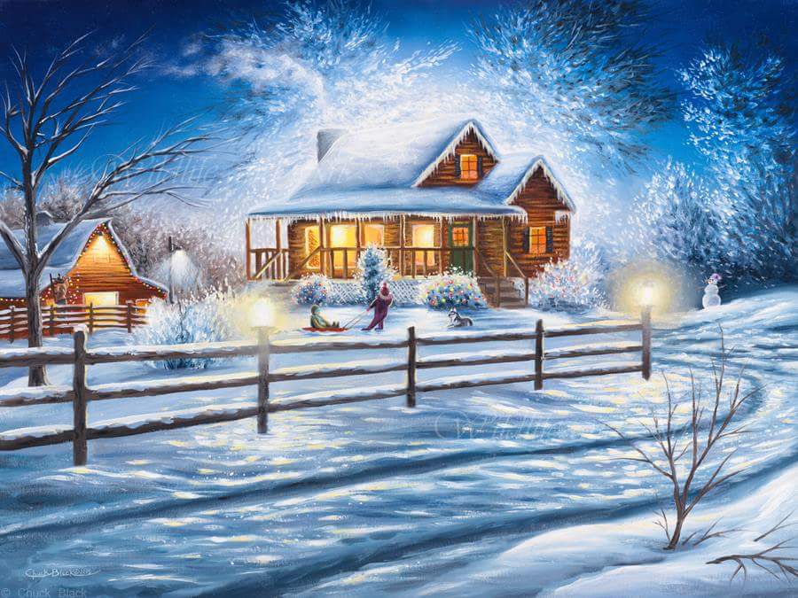 900x675 57 Inspirational Canvas Painting Ideas To Combat Art Block - Snowfall Painting