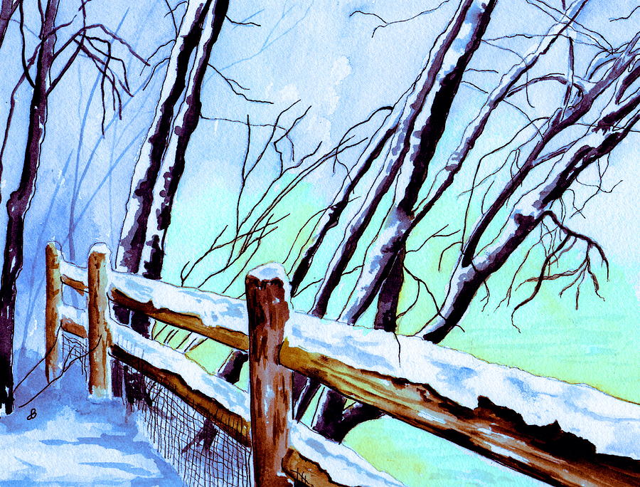 900x684 First Snowfall Painting By Brenda Owen - Snowfall Painting