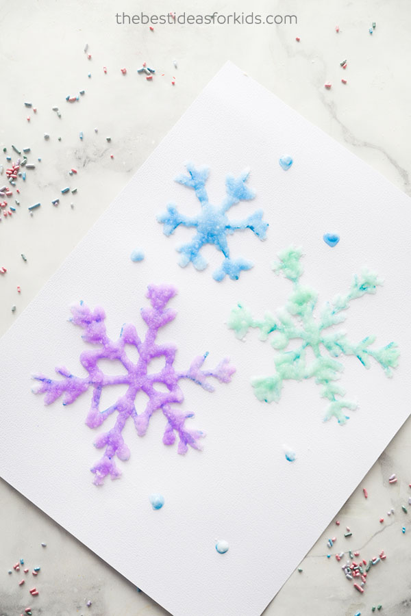 600x900 Salt Painting Process Watercolor Art For Kids - Snowflake Painting