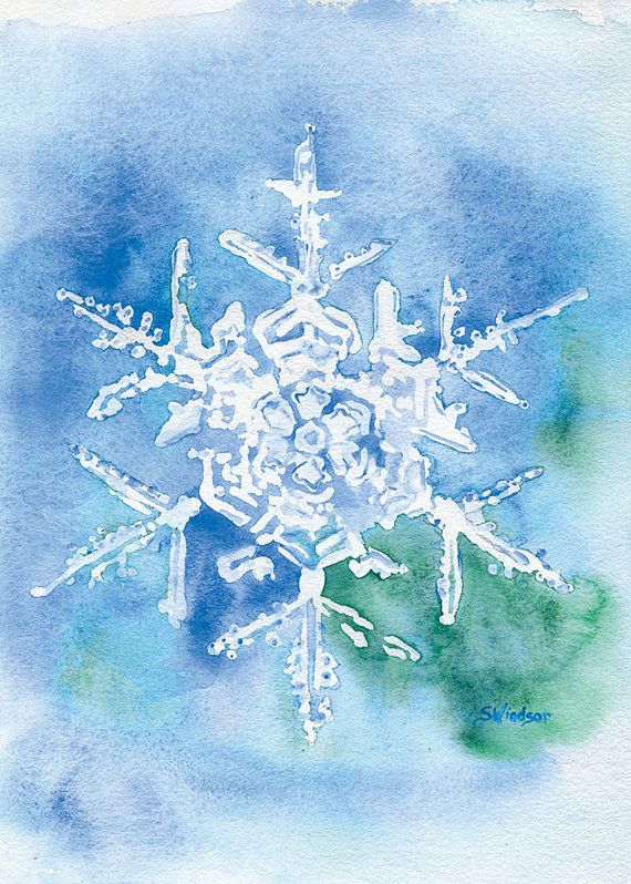 570x798 Snowflake Watercolor Painting - Snowflake Painting