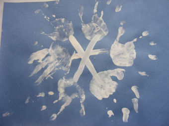 340x255 Handprint Snowflake Painting - Snowflake Painting