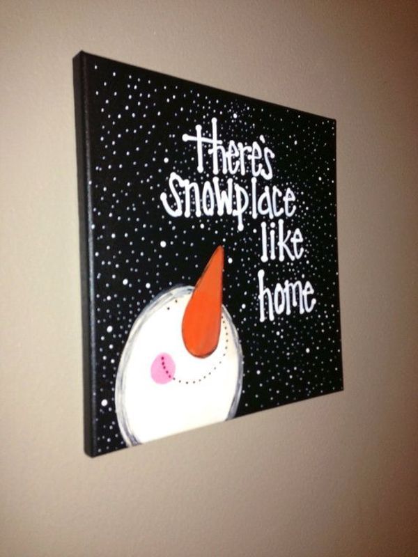 600x800 Easy Canvas Painting Ideas For Christmas 2017 - Snowman Canvas Painting