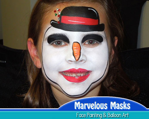 500x400 Marvelous Masks Has Christmas Face Painting Designs For All Kinds - Snowman Face Painting