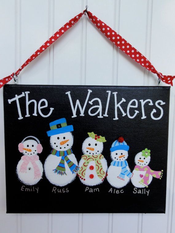 570x760 I Am Going To Make This For Christmas) Even Has Our Last Name - Snowman Family Painting