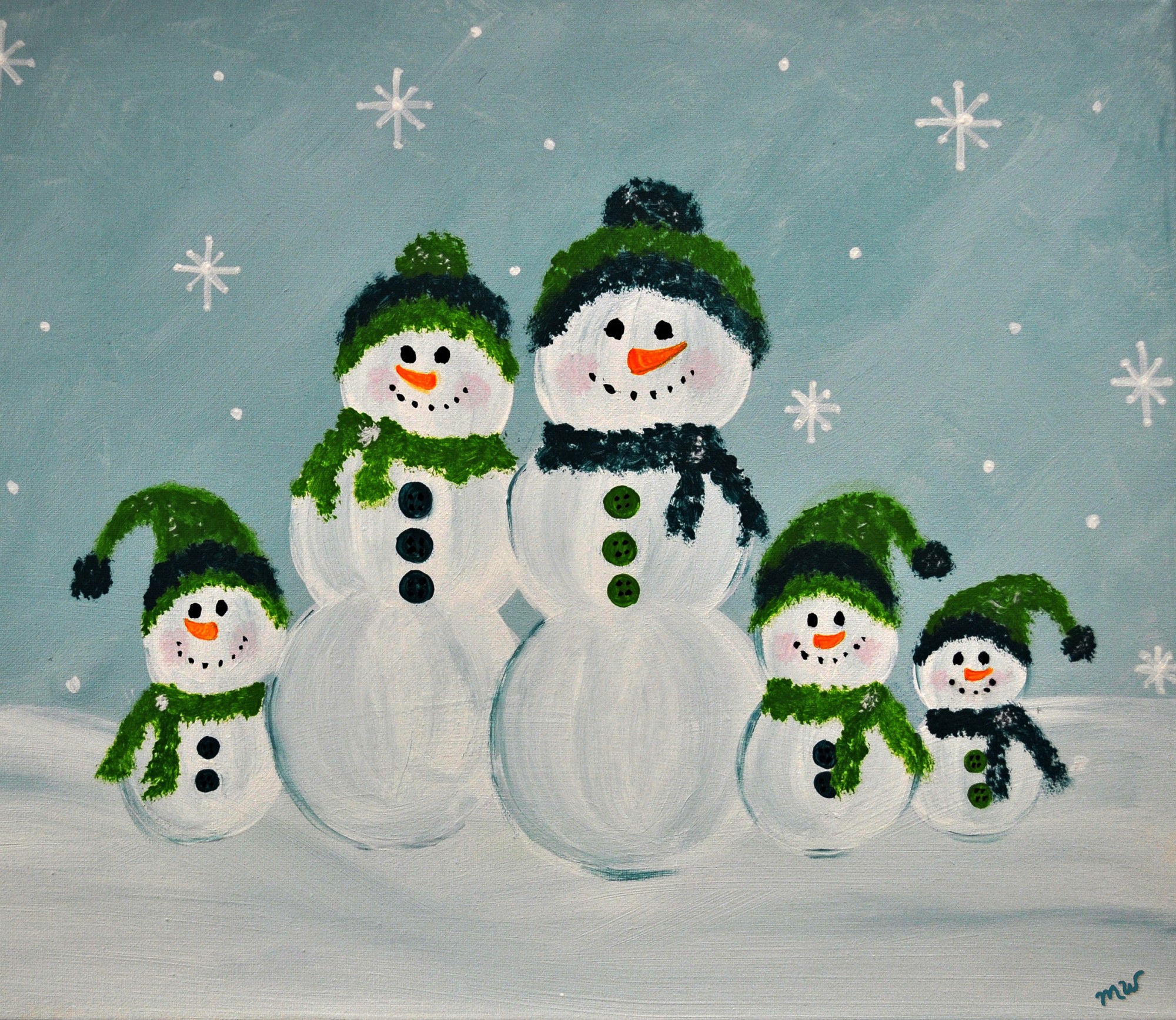 2000x1735 Painting Party! Snow Family (Dec 29, 2015) - Snowman Family Painting