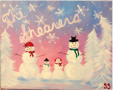 480x384 Snowman Family Painting - Snowman Family Painting