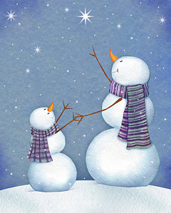 240x300 Snowman Family Paintings Fine Art America - Snowman Family Painting