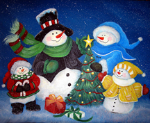 216x177 Snowman Art, Snowman Paintings, Christmas Art By Jamie Carter - Snowman Family Painting
