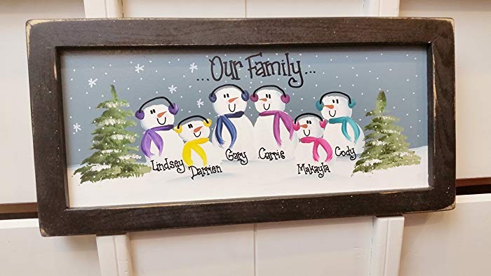 700x394 15 Inch Personalized Snowman Family Painting - Snowman Family Painting