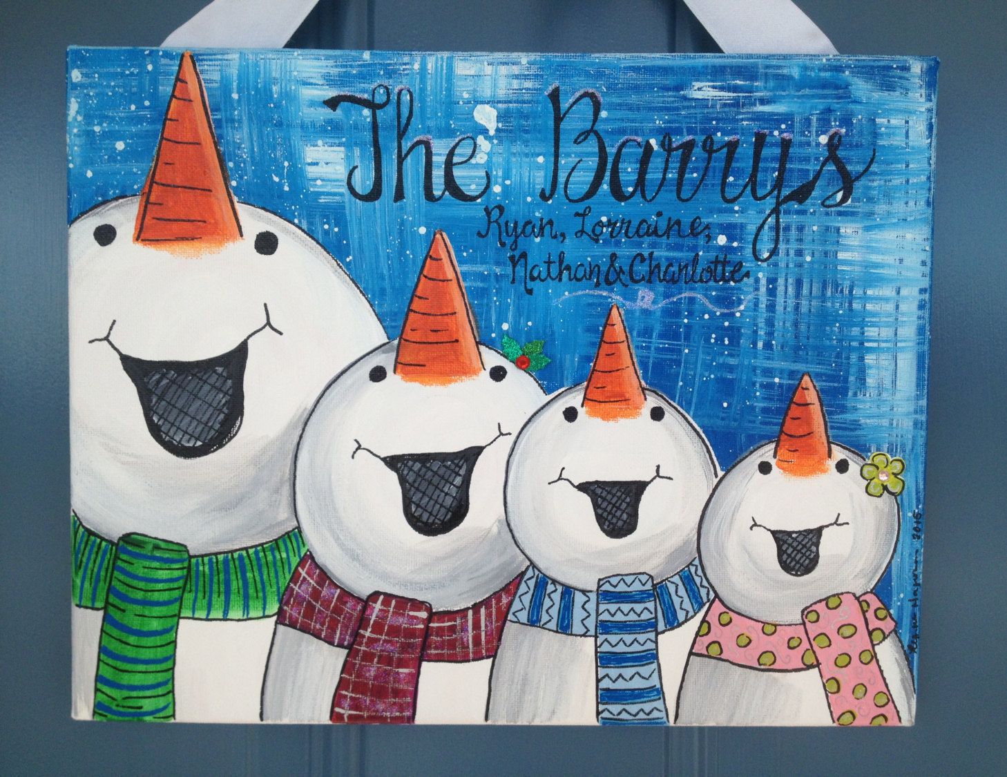 1458x1125 Family Sign Personalized Family Art Snowman By Theredheadedartist - Snowman Family Painting