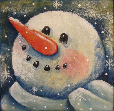 400x392 Monochromatic Snowman Painting - Snowman Painting