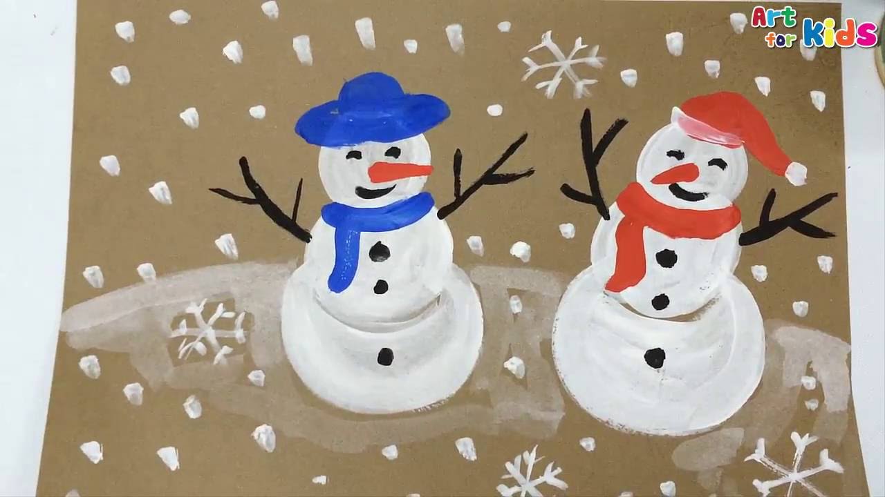1280x720 Painting Christmas For Kids How To Draw A Snowman For Kids - Snowman Painting
