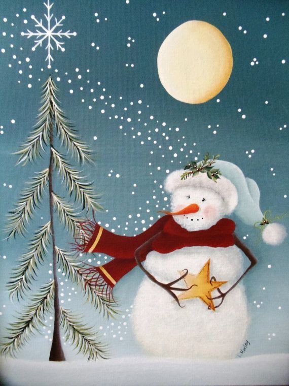 570x760 Pin By Vickie Demallie On Christmas Of Olde Snowman - Snowman Painting