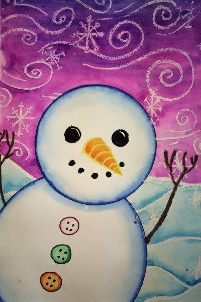 400x600 Snowman Painting Art Lessons, Snowman And Markers - Snowman Painting