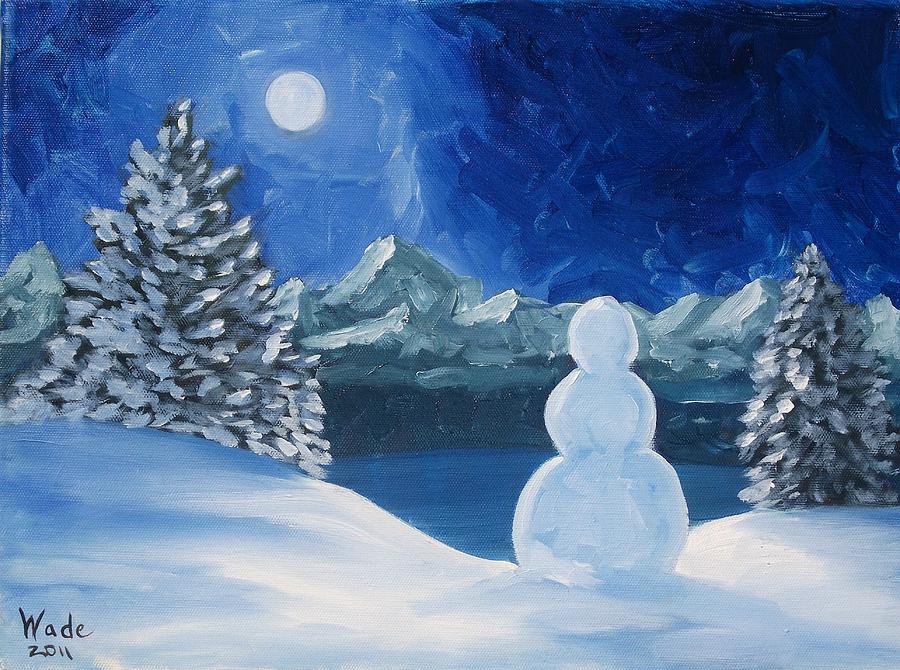 900x670 Christmas Snowman Painting By Craig Wade - Snowman Painting