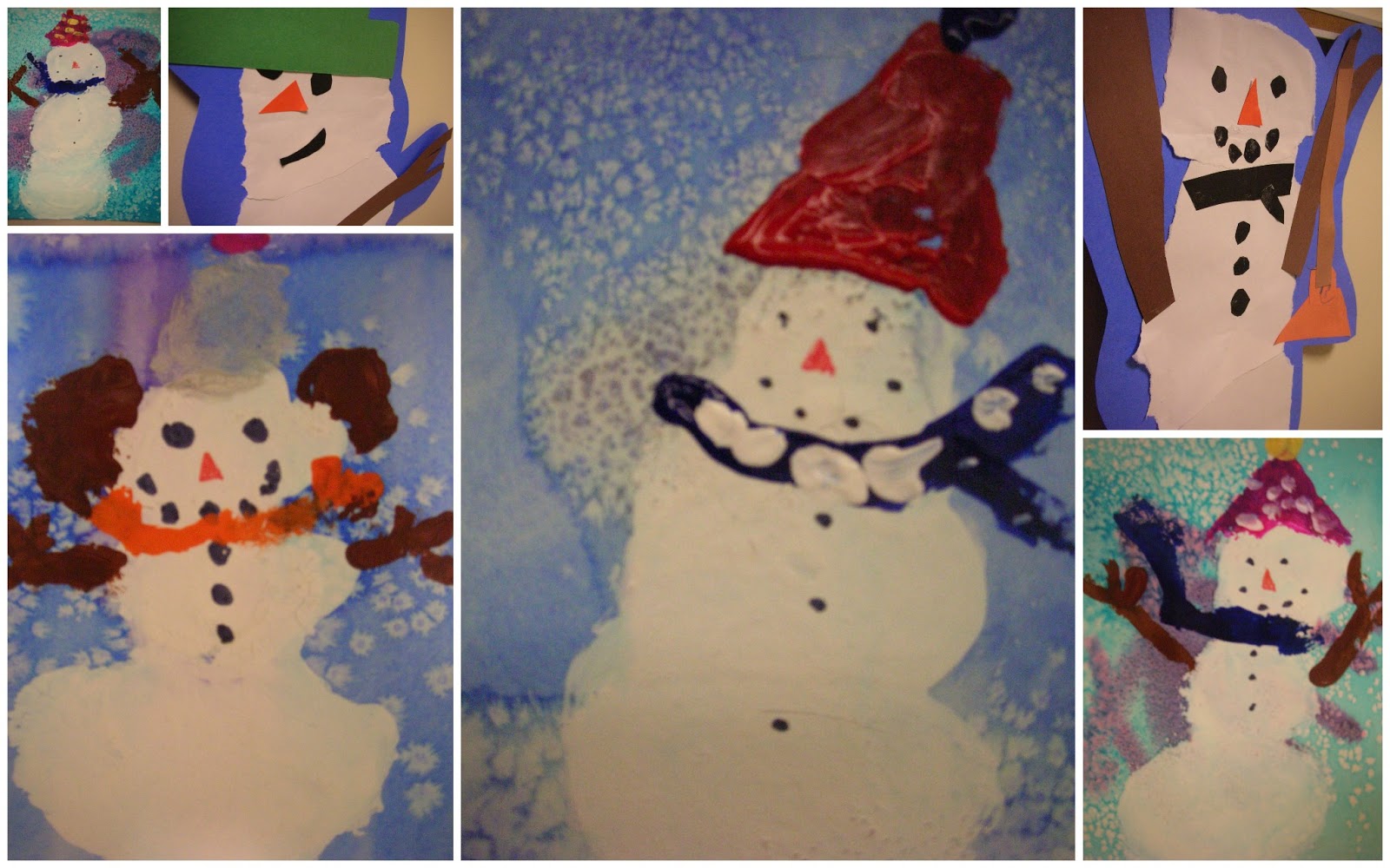 1600x1000 Kindergarten Kids Painted Snowmen - Snowman Painting For Kids
