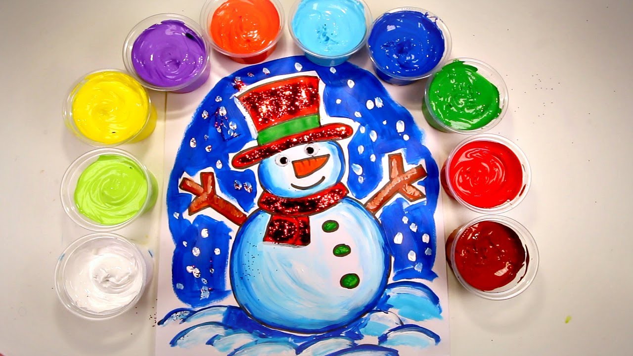 1280x720 Christmas Crafts For Kids Snowman Drawing And Painting Coloring - Snowman Painting For Kids