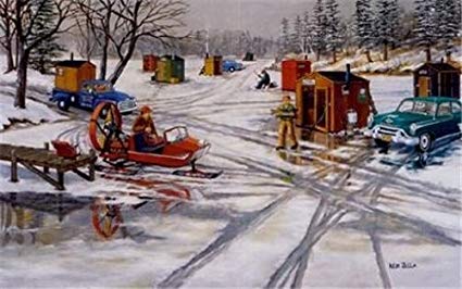 425x266 Ken Zylla January Thaw Sn Snowmobile And Ice Fishing - Snowmobile Painting