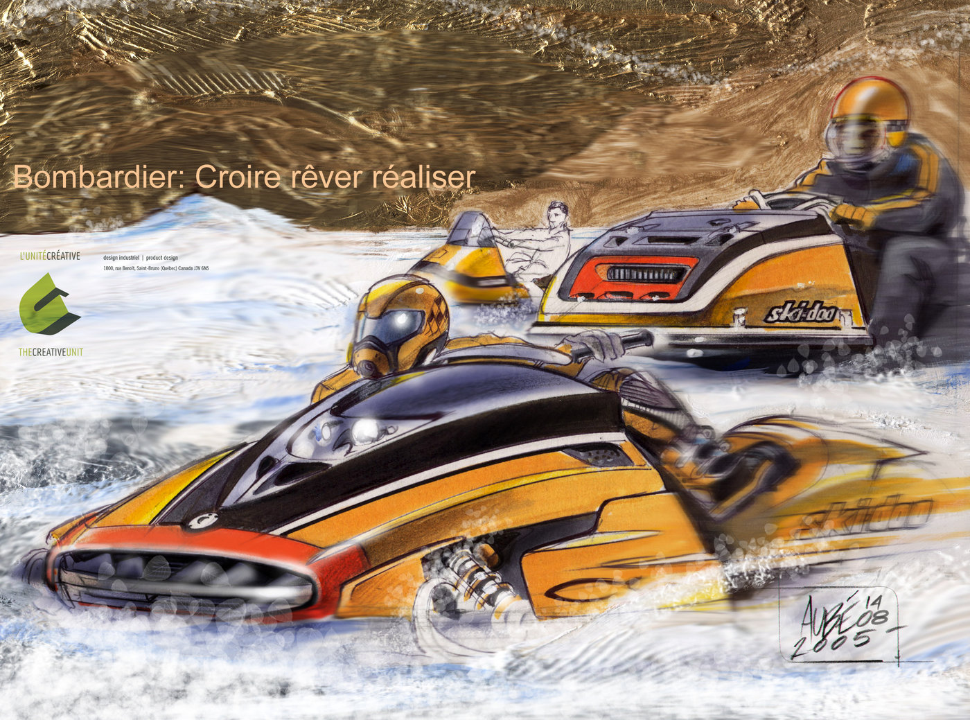 1400x1039 Snowmobiles By Martin - Snowmobile Painting
