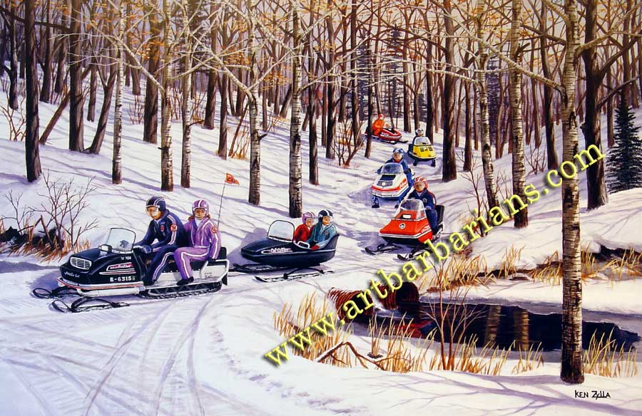 900x584 Wildlife Art Prints Plus Original Paintings With A Wide Selection - Snowmobile Painting