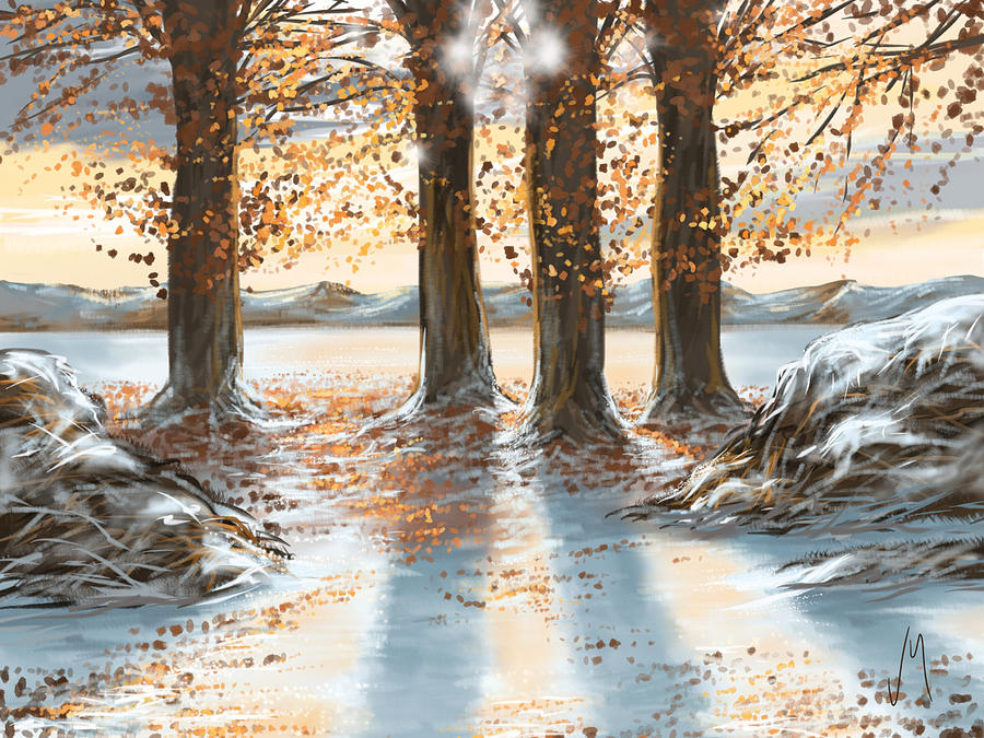 900x675 Snowscape Painting By Veronica Minozzi - Snowscape Painting