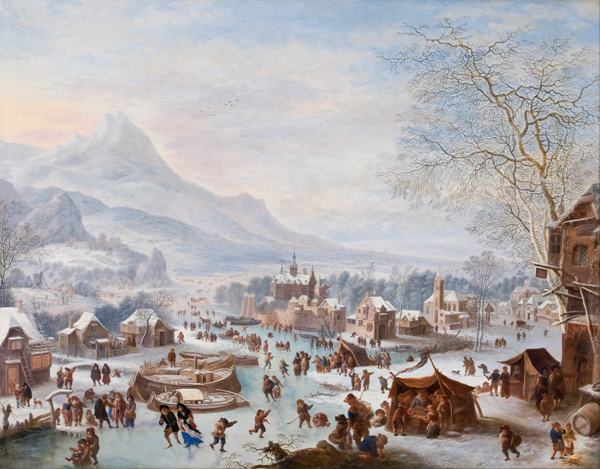 600x469 Free Shipping Classical Winter Skating Snowscape Canvas Prints Oil - Snowscape Painting