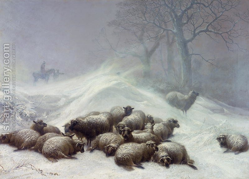 800x574 Sheep In A Snowstorm, 1881 Thomas Sidney Cooper Reproduction 1st - Snowstorm Painting