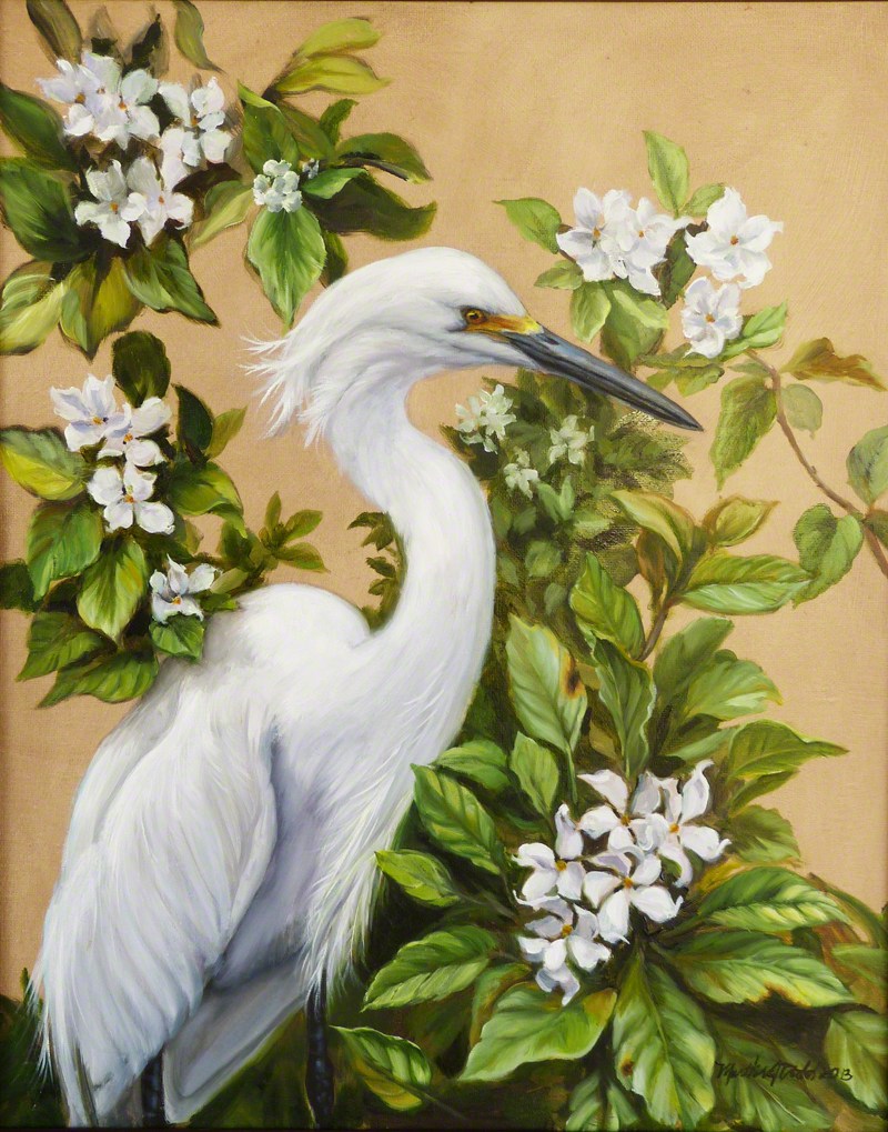 800x1019 Snowy Egret Original Painting - Snowy Egret Painting