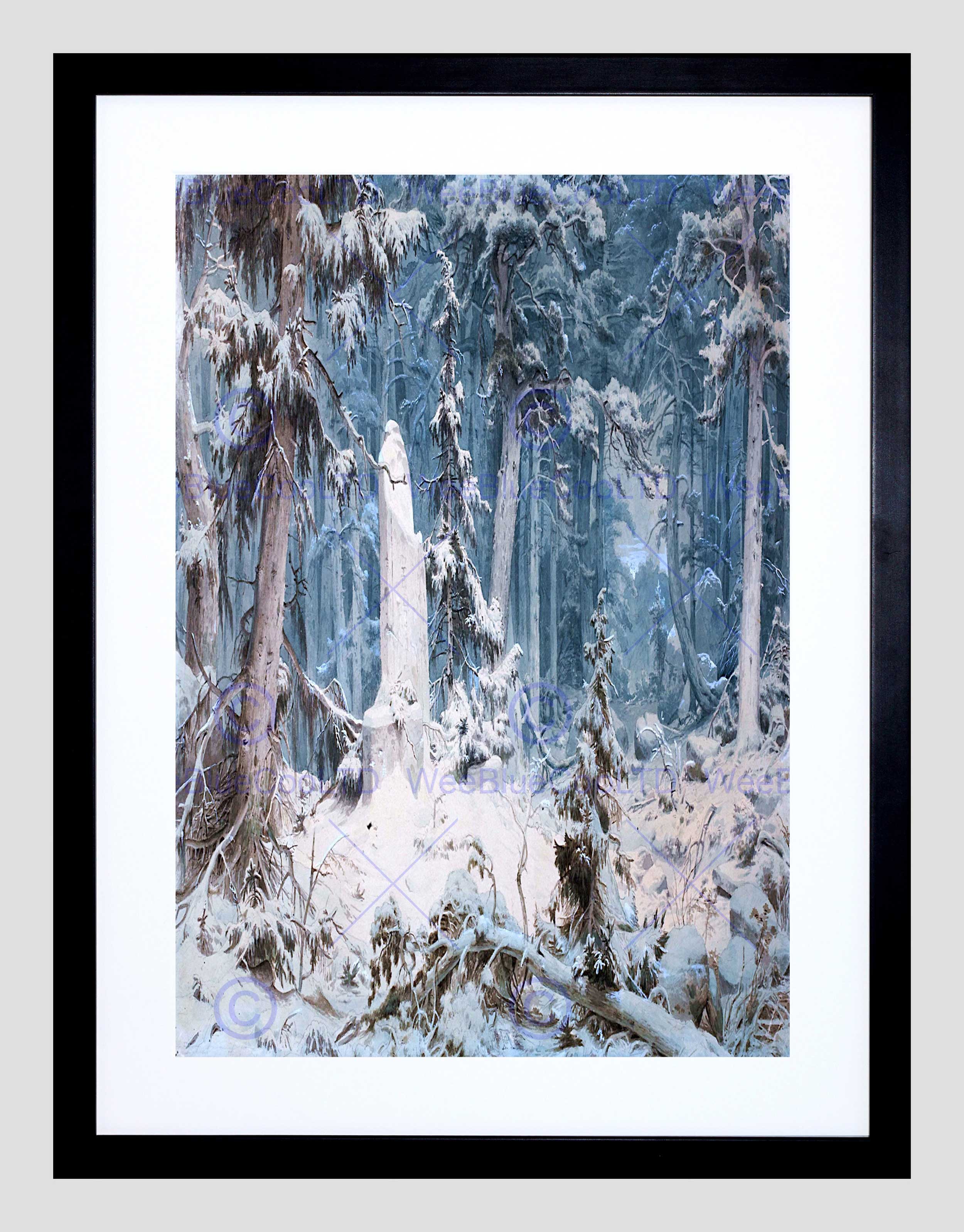 2500x3195 Painting Landscape Arboreal Achenbach Snowy Forest Framed Art - Snowy Forest Painting