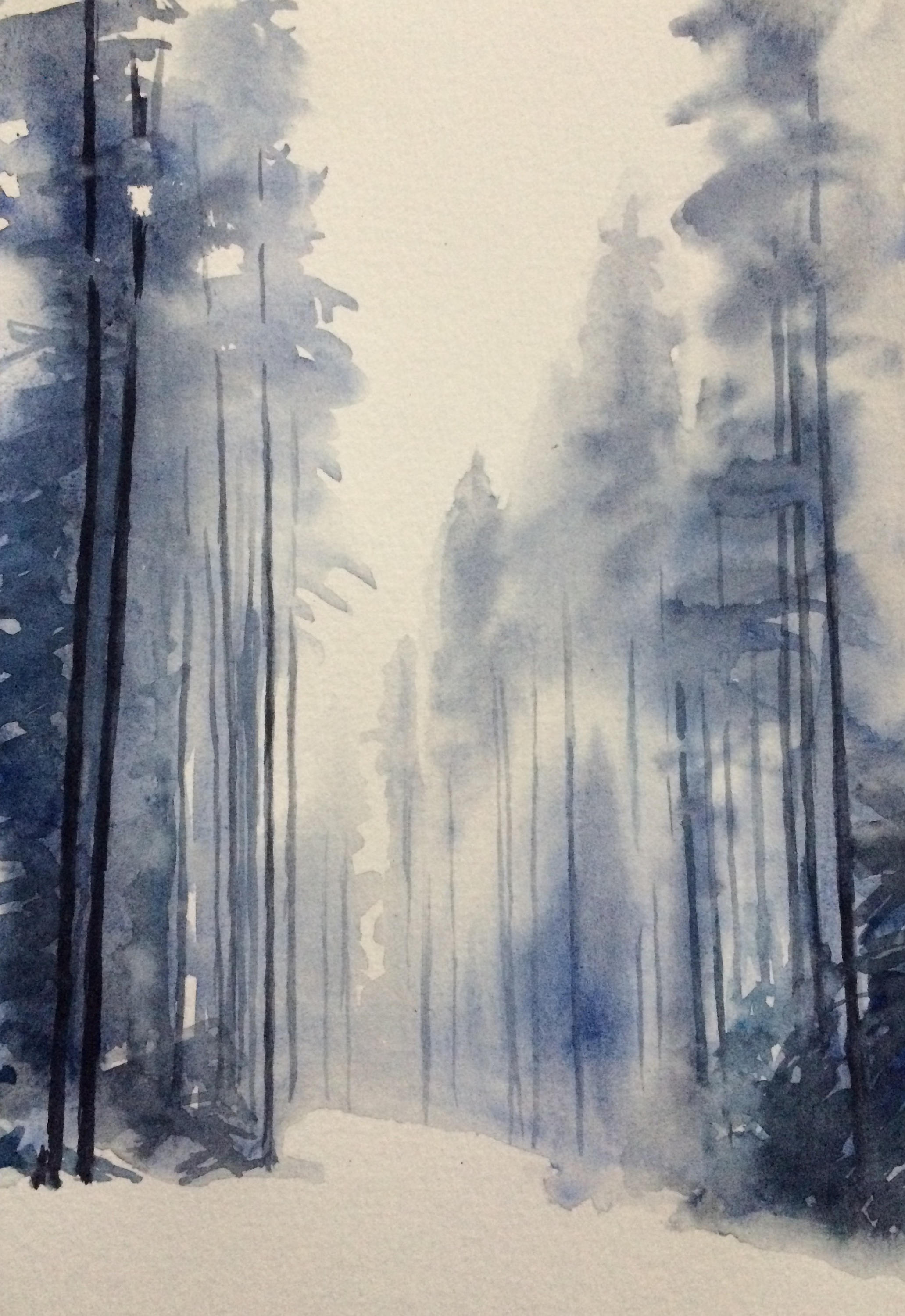 2063x3000 Pine Tree Painting Snowy Trees Forest Painting Misty Trees - Snowy Forest Painting