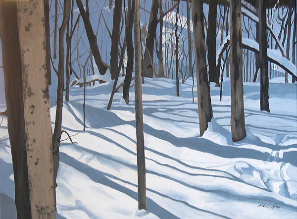 600x442 Snowy Forest Painting By Joan Mcgivney - Snowy Forest Painting