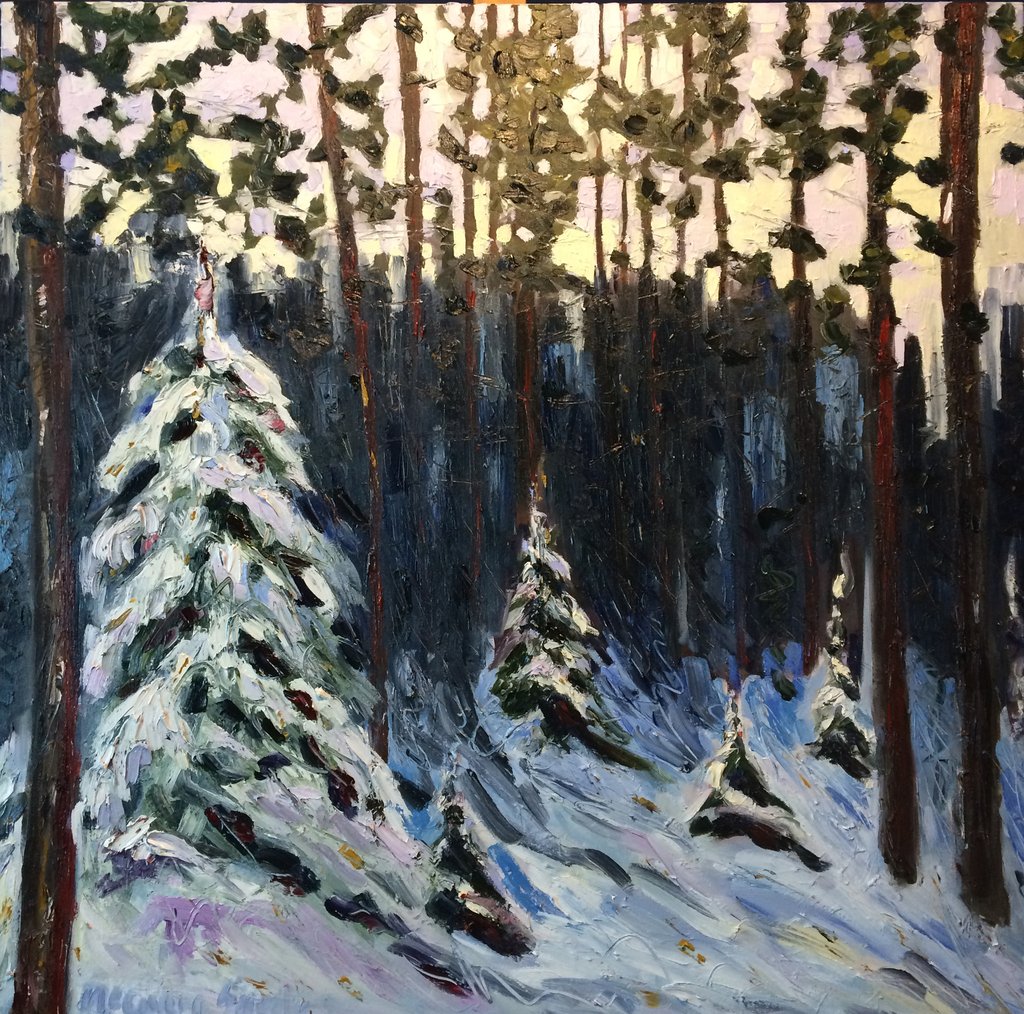 1024x1014 Bs - Snowy Forest Painting