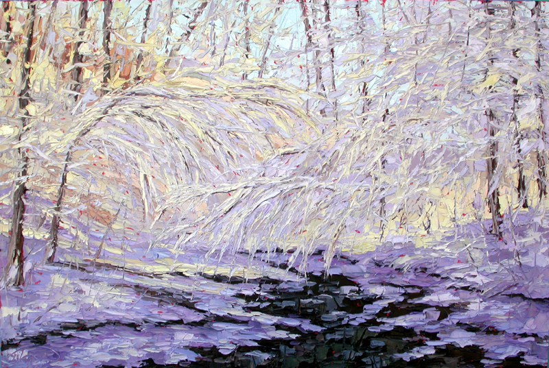 800x537 Frozen Beauty Snowy Forest Woods Oil Painting Plein Air Charlene Marsh - Snowy Forest Painting