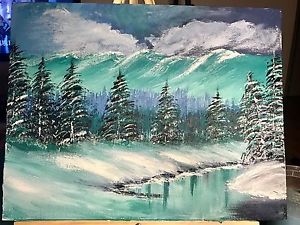 Snowy Forest Painting at PaintingValley.com | Explore collection of ...