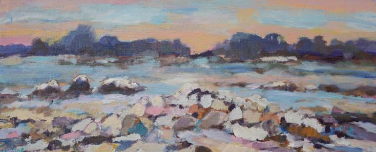 770x311 Saatchi Art Snowy Landscape Painting By Martine Van Noort - Snowy Landscape Painting